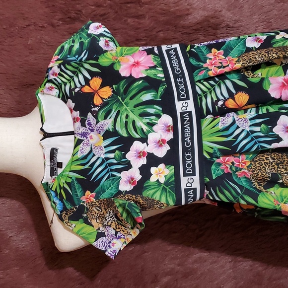 Dolce & Gabbana Girls Cheetah Tropical Dress - Picture 3 of 5